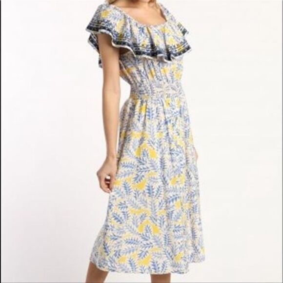 SKIES ARE BLUE Dress Blue & Yellow Floral Off Shoulder NWT MEDIUM - Picture 1 of 15